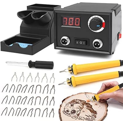Pyrografiemachine met 2 Pennen en 30 Draadpunten - 60W 220V Brandschilderset voor Hout, Leer en Bamboe