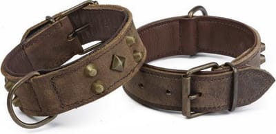Leren halsband Mohican. Bruin.