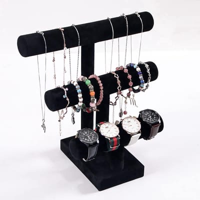 Stunq® 3-laags armbandhouder, zwarte armband-displaystandaard, sieradendisplays voor de verkoop van kettingen, kettingen, scrunchie.