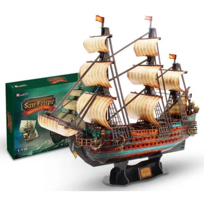 Doe-het-zelf 3D Houten Schip Modelbouwset USS San Philip Spanje Handgemaakt Gemonteerd Puzzelspeelgoed voor Volwassenen Kinderen beige