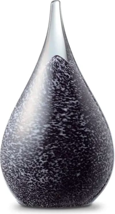 Urnencenter© Druppel Mini Urn Zwart Wit Melange