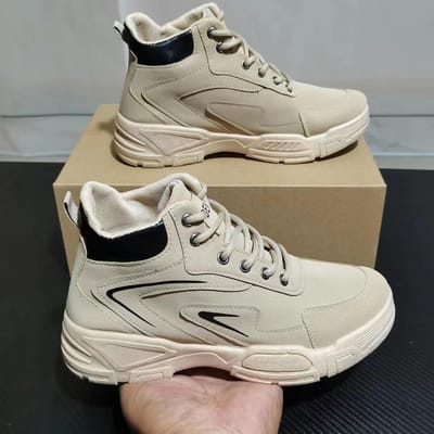 Heren Winter Nieuwe Midden Hoge Top Herenschoenen Mode Britse Stijl Sport Katoen Arbeidsbeschermingsschoenen Heren 44 gray