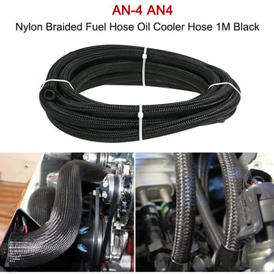 Tuyau de refroidissement de mazout tressé en nylon 1M noir AN10 black