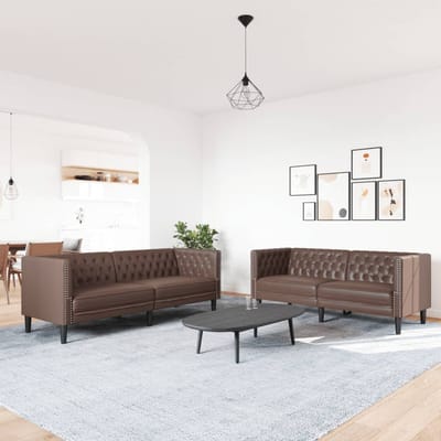 vidaXL - 2-delige - Loungeset - Chesterfield-stijl - kunstleer - bruin