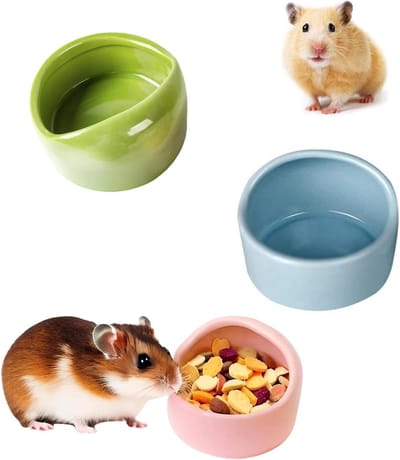 Set van 3 keramische voerbakken voor kleine dieren - Antikauwgom, ideaal voor hamsters, cavia's en andere huisdieren
