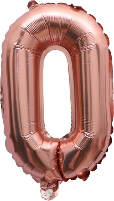 Folieballon / Cijferballon Rose Goud - getal 0 - 41cm