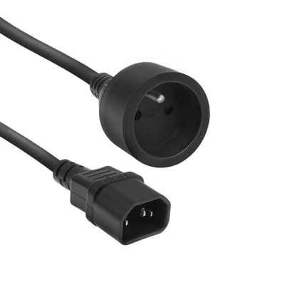 ACT Netsnoer C14 - Type E female (max. stroom 10A) zwart 0,6 m AK5386