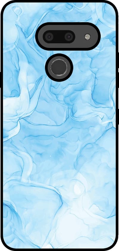 Smartphonica Telefoonhoesje Geschikt voor LG G8 ThinQ met marmer opdruk - TPU backcover case marble design - Lichtblauw geschikt voor LG G8 ThinQ