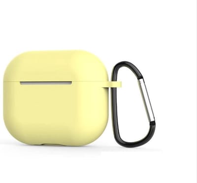 Jumada's Siliconen Beschermhoes geschikt voor Apple AirPods (3e generatie) - Met Clip - Schokbestendig - Geel