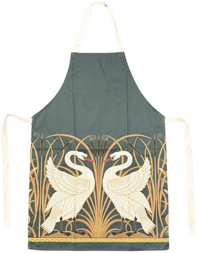 Schort - Katoen - Swan - Zwaan - Zwanen - Walter Crane - Donkergroene achtergrond