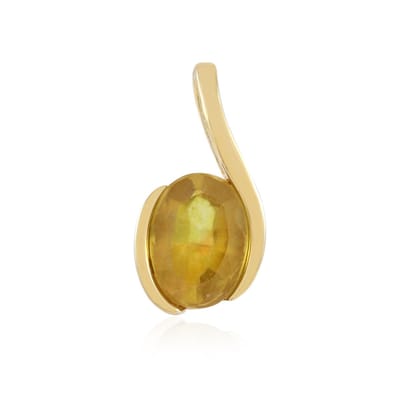 Cavill - 925 Zilver Verguld - Gele Madagaskar Saffier Ovaal 0,99 ct - Zilveren Hanger - Bezel Zetting - Elegant Saffier Sieraad Dames