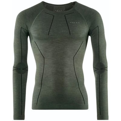 FALKE Wool-Tech Longsleeve sneldrogend wol functioneel functioneel shirt met lange mouwen heren groen - maat S