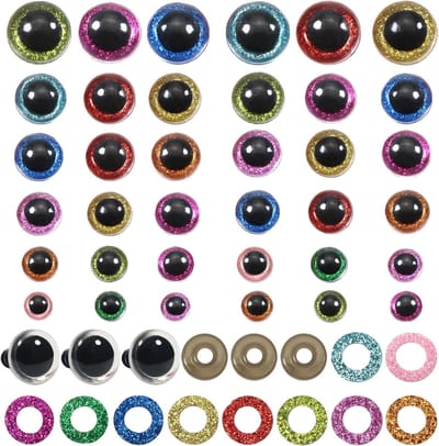 Veiligheidsogen Poppenogen - Amigurumi Ogen Knutselogen - Poppen Maken - Glitter Kleuren - 10-20 mm 120 stuks - Multicolor