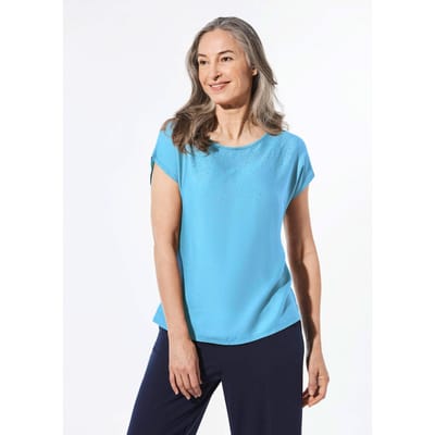 Blouse met glittersteentjes - turquoise - Gr. 19 van Goldner Fashion