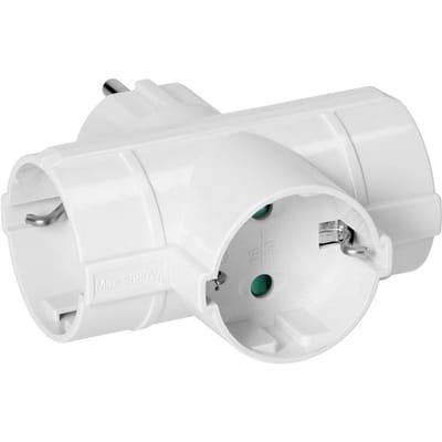 ORNO Verticale Stopcontact Splitter – 3-voudige Verdeelstekker met Randaarde, 16A, – Stekkerblok Wit