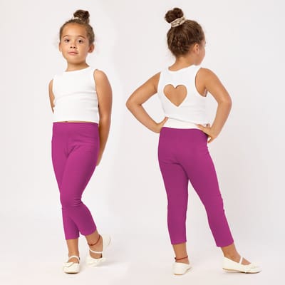 Merry Style MS-MS10-131-LE Meisjes Leggings - Sport - Vrijetijdsbroek - Lang- Viscose - Sporbroek - Yogabroek - Fuchsia2 - 134