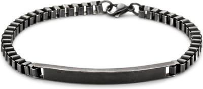 Frank 1967 Armband – 7FB-0677 - Naamplaat – 21 cm – Geborsteld Zwart Staal
