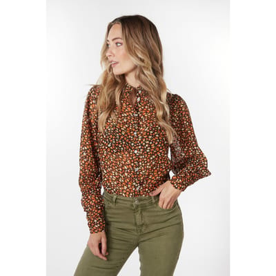EsQualo Blouse Gathered Cuffs Wild Skins Print Größe: 36 | Longsleeves Outlet | Damen