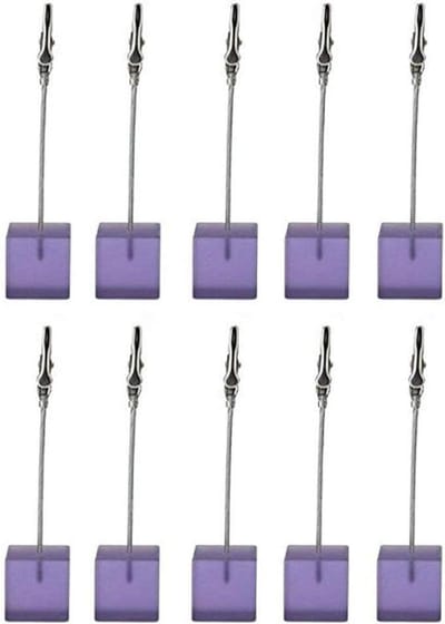 Hars Kubus Kaarthouder - Notitie Clip Houder - Bruiloft Decoratie - Krokodillenklem - 10 stuks - Paars