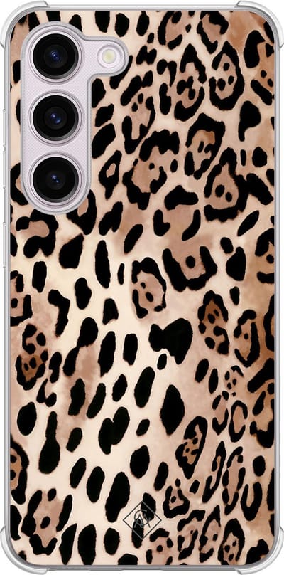 Casimoda® hoesje - Geschikt voor Samsung Galaxy S23 Plus - Luipaard print bruin - Shockproof case - Extra sterk - TPU/polycarbonaat - Bruin/beige, Transparant