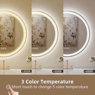 Ronde LED Badkamerspiegel 60cm met Voor- en Achtergrondverlichting, Dimbaar, 3 Kleuren