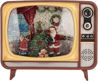 Clayre & Eef Kerstdecoratie met LED-verlichting en muziek 21x12x17 cm / 3xC Bruin Kunststof