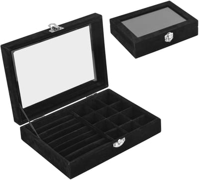 IMstore - Velvet Jewelry Organizer - Sieradenopslag - Multifunctionele Sieradenbox - Zwart - Sieraden Display - Geschikt voor Vrouwen - Zwart