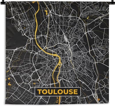 Wandkleed - Wanddoek - Frankrijk – Plattegrond – Toulouse - Stadskaart - Kaart - 180x180 cm - Wandtapijt