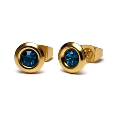 Aramat Jewels | Oorbellen | Oorbellen – Staal Zeegroene Kristal Goudkleurig (8mm) | | | |8mm | Staal | Kinderen, Volwassenen | Verkleurd niet