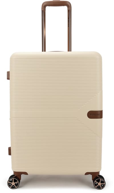 Decent STELLA Spinner TSA Reiskoffer 65x43,5x26 cm- Middelmaat trolley 68 liter- Lichtgewicht koffer – Reiskoffer met wielen - Veilig TSA Cijferslot – Spinner middenmaat koffer- Uitbreidbaar trolley - Off-White