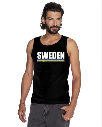 Zwart Sweden supporter mouwloos shirt heren - Zweden singlet shirt/ tanktop S