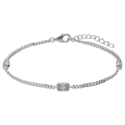 Lucardi - Dames Zilveren armband met zirkonia - Armband - 925 Zilver - Zilverkleurig - 19 cm