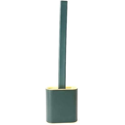 BROSSE WC ,A-Green--Brosse de Toilette Anti fuite'Eau avec Base en Silicone et Tête Plate, Poils Souples et Flexibles avec Support d