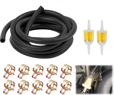 2 meter benzineslang, grasmaaierset, brandstofleidingset Ø 5 mm, met 2 stuks brandstoffilter en 10 benzineslangklemmen, brandstofslang, olieslang voor kleine motorfiets, auto, scooter