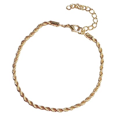 Fako Bijoux® - Enkelbandje - Enkelsieraad - Schakelketting - Twist - 3mm - Goudkleurig