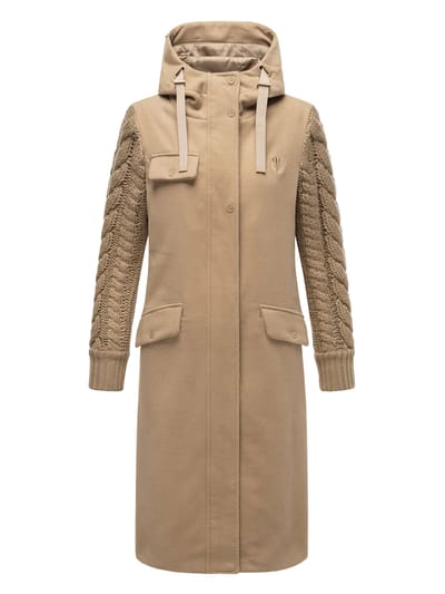 Navahoo Knit Babe dames wintermantel met gebreide mouwen