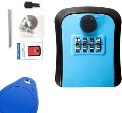 Sleutelkluis - Wandkluis Cijferslot - Veilige Opslag - Viercijferig Cijferslot - 10x10x10 Millimeter - Blauw