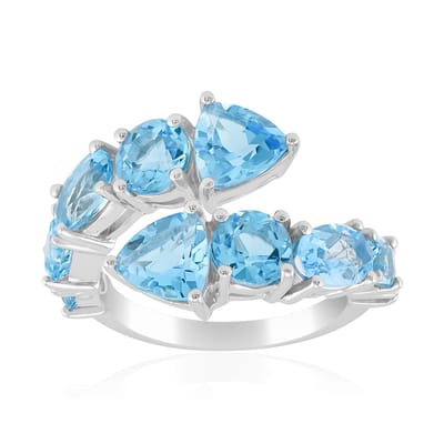 Cavill - Luxe Ring 925 Sterling Zilver Gerhodineerd - 4,009 ct Blauwe Marambaia Topaas - Triljant Ovaal Rond Slijpsel - Elegant Edelstenen Sieraad