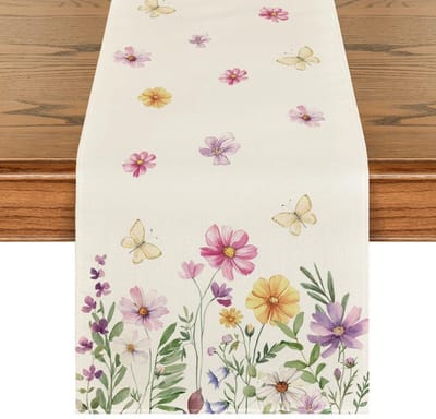 Dailygoody - Tafelloper - Bloemen - Seizoensgebonden decoratie - Beige - Keuken en eettafel - 40 x 240 cm - Geschikt voor binnen en buiten