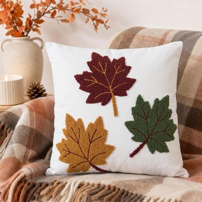 Herfst Handdoek Geborduurde Sierkussenhoes Kussens Esdoornblad Eikel Bank Sierkussenhoes Woonkamer Decoratieve Kussenhoezen 45x45cm white