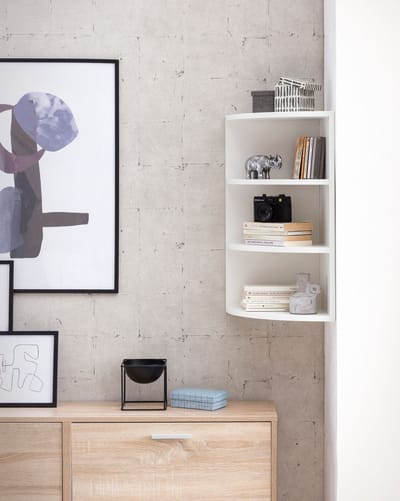 Hoekplank - Houten Wandplank voor Hoeken - Hoge Wandplank - Modern Design Decoratieve Plank - Wit - 30x60x30cm