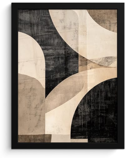 Poster in lijst - Fotolijst 30x40 cm - Posters - Abstract - Vormen - Modern - Beige - Posterlijst zwart - Decoratie - Wanddecoratie woonkamer - Muurdecoratie slaapkamer