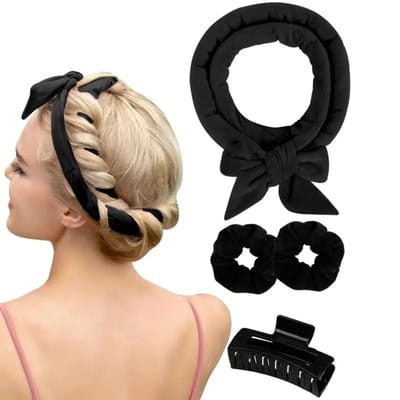 Krullen zonder hitte, hitteloze krulband, polyestervezel, voor 's nachts met haarspeld, antislip, verbeterde 152 cm extra lange hittevrije krulband, kapselset, overnight krullen voor lang en