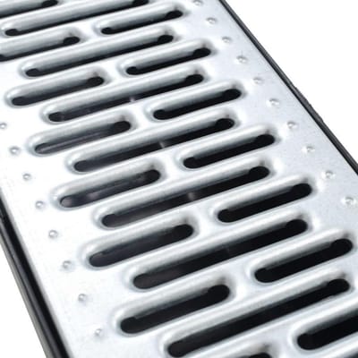Ontwateringsgoot Set - Afwateringsgoot Bodemgoot - Water Afvoeren - Verzinkt Staal - 3m Lengte - Zwart Zilver