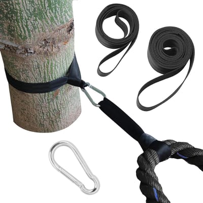 Anker Strap Kit - Fitness Accessoires - Kracht Training - Voorkomt Touw Schade - 2 Riemen 1 Haak - Zwart