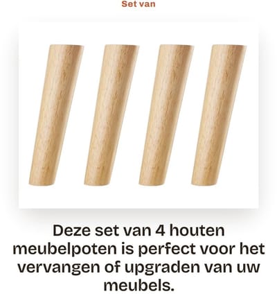 Dailygoods- Meubelpoten 20CM Schuin - Set van 4 - Houten Meubelpoten - Vervangende Poten voor Bank/Bed/Stoel - Montageplaten en Schroeven - Sterk en Slijtvast