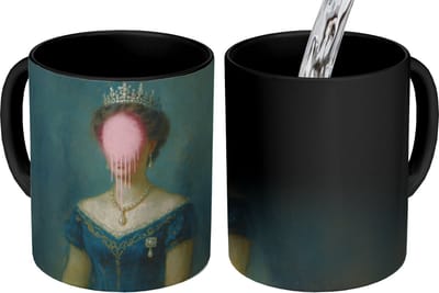Magische Mok - Foto op Warmte Mokken - Koffiemok - Kroon - Roze druipend verf - Portret - Magic Mok - Beker - 350 ML - Theemok