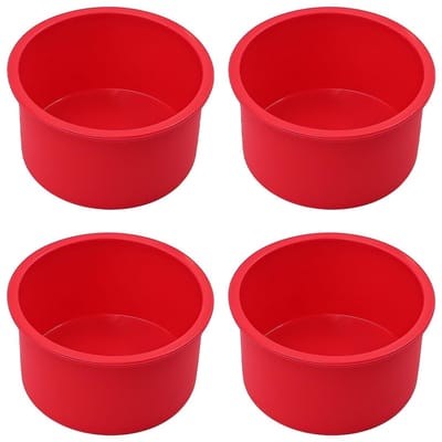 Dailygoods- Siliconen Cakevormen - 4 Stuks - Ronde Bakvorm - Niet-klevend - Temperatuurbestendig - Voedselveilig - Geschikt voor Oven en Magnetron