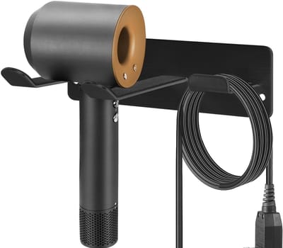 wandmontage - 304 roestvrijstalen droogrek voor badkamer, slaapkamer, salon | universele pasvorm voor alle haardrogers | ruimtebesparende organizer (zwart)
