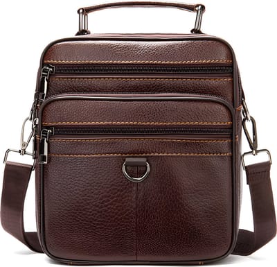 WoYoW® - Koehuid Schoudertas Heren - Echt Leder - Handtassen - Crossbody Tas - Mannelijke Koerierstas - Bruin Metaal